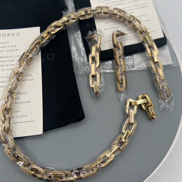 Eddie Borgo Jewelry - Eddie Borgo Gold Chain-Link Necklace and Earrings Set